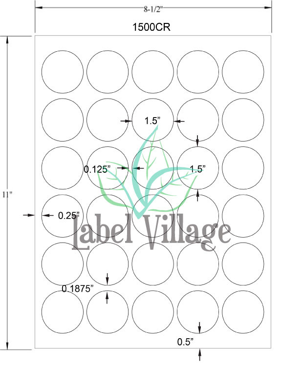 1.5" Circle White Sheet Labels