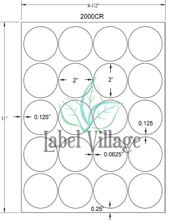 2.0" Circle White Sheet Labels