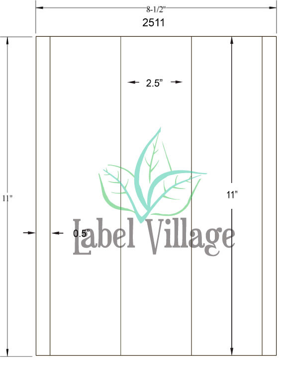 2.5" x 11" Rectangle White Sheet Labels