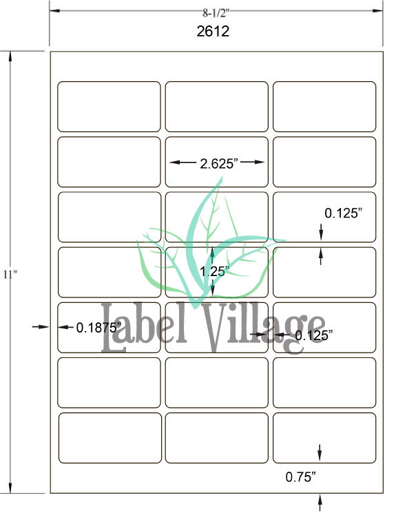 2.625" x 1.125" Rectangle White Sheet Labels