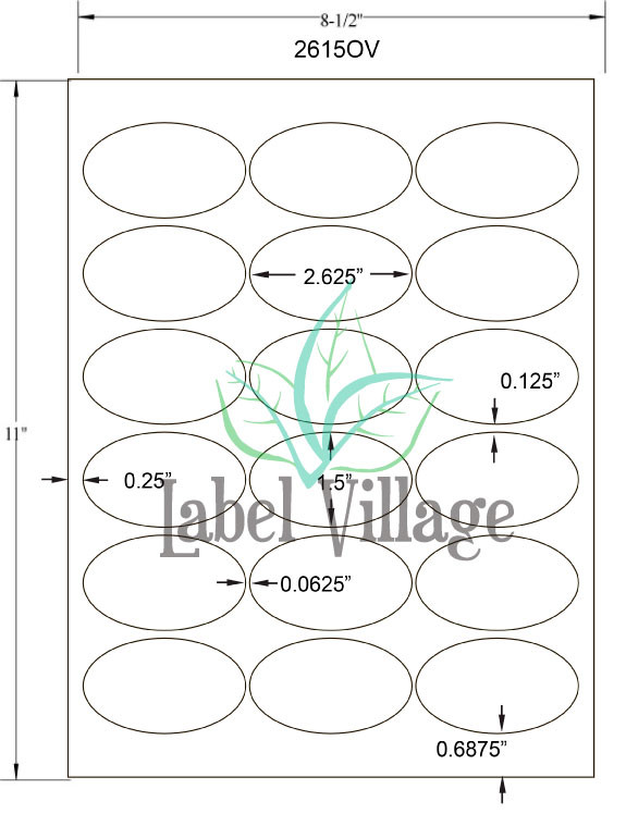 2.625" x 1.5" Oval Emerald Sand Sheet Labels