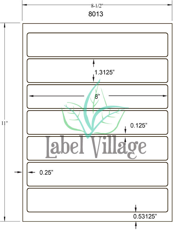 8.0" x 1.3125" Rectangle Fluorescent Pink Sheet Labels