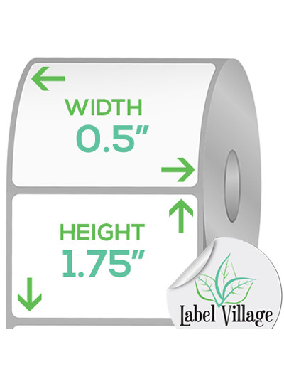0.50" x 1.75" Rectangle SemiGloss White Roll Labels on a 2" Core