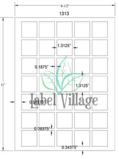 1.3125" Square SemiGloss White Sheet Labels