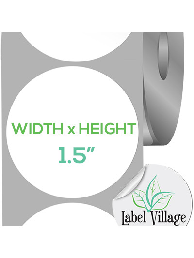 1.50" Circle Gloss White Roll Labels on a 3" Core With Double Capacity