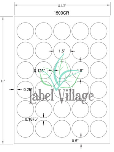 1.5" Circle SemiGloss White Sheet Labels