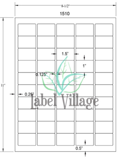 1.5" x 1.0" Rectangle White Sheet Labels