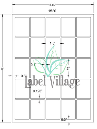 1.5" x 2.0" Rectangle White Sheet Labels
