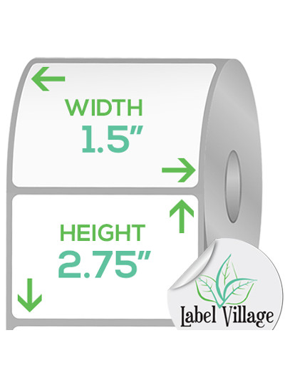 1.50" x 2.75" Rectangle VividGloss White Roll Labels on a 3" Core With Double Capacity