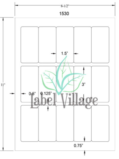 1.5" x 3.0" Rectangle SemiGloss White Sheet Labels