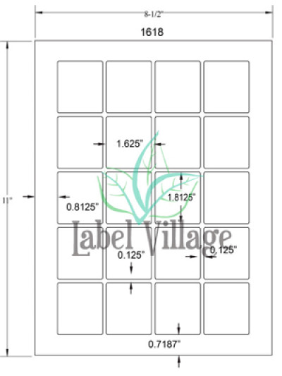 1.625" x 1.8125" Rectangle White Sheet Labels