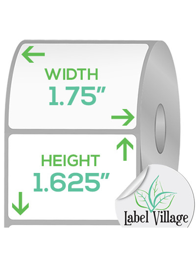 1.75" x 1.625" Rectangle White Roll Labels on a 3" Core With Double Capacity