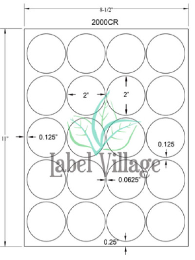 2.0" Circle SemiGloss White Sheet Labels