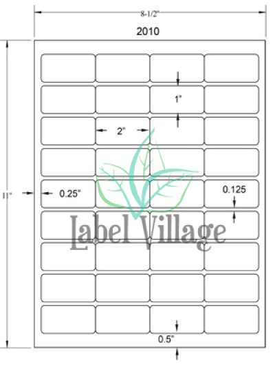 2.0" x 1.0" Rectangle Gloss White Sheet Labels