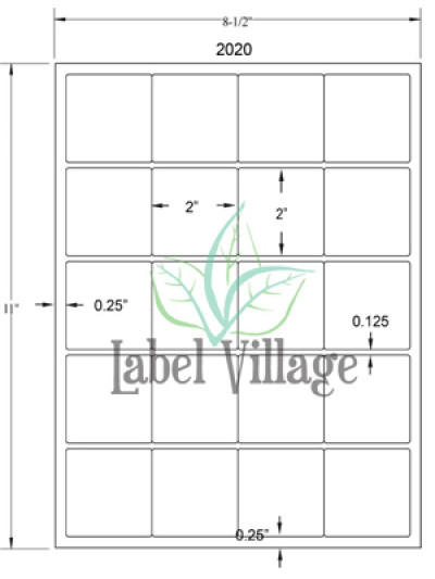 2.0" Square VividGloss White Sheet Labels