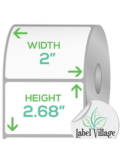 2.00" x 2.68" Rectangle SemiGloss White Roll Labels on a 2" Core