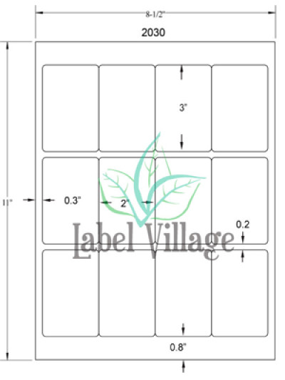 2.0" x 3.0" Rectangle Emerald Sand Sheet Labels