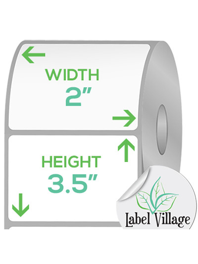 2.00" x 3.50" Rectangle Gloss White Roll Labels on a 3" Core With Double Capacity