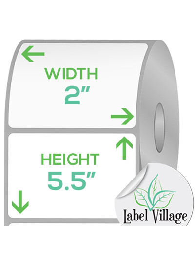 2.00" x 5.50" Rectangle White Roll Labels on a 3" Core With Double Capacity