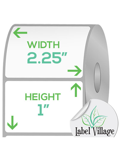 2.25" x 1.00" Rectangle Gloss White Roll Labels on a 3" Core With Double Capacity