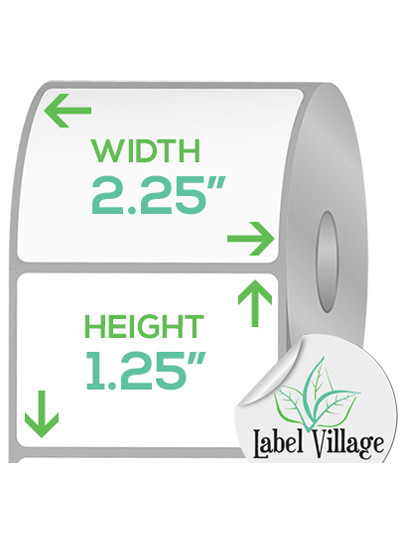 2.25" x 1.25" Rectangle Gloss White Roll Labels on a 3" Core With Double Capacity