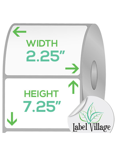 2.25" x 7.25" Rectangle Gloss White Roll Labels on a 3" Core With Double Capacity