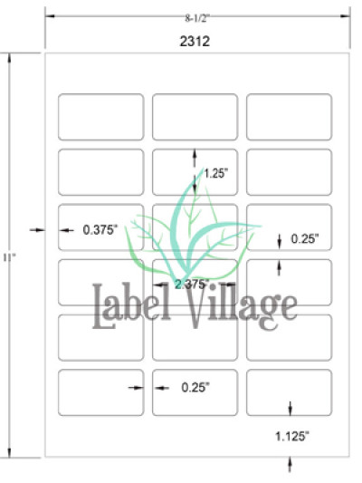 2.375" x 1.25" Rectangle Emerald Sand Sheet Labels