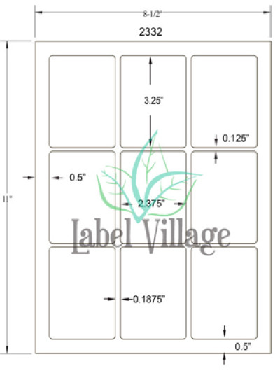 2.375" x 3.25" Rectangle Emerald Sand Sheet Labels