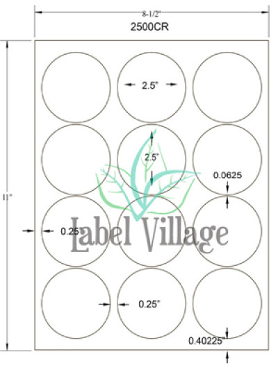 2.5" Circle Fluorescent Green Sheet Labels