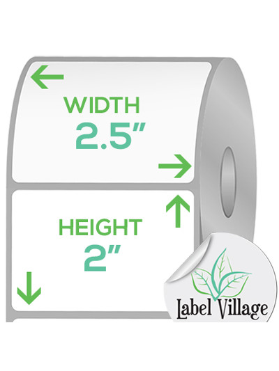 2.50" x 2.00" Rectangle Premium Matte White Roll Labels on a 3" Core With Double Capacity