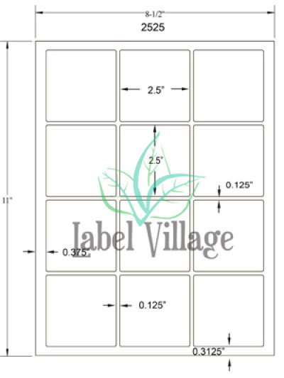 2.5" Square White Sheet Labels