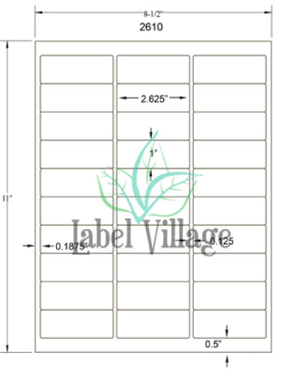 2.625" x 1.0" Rectangle Gloss White Sheet Labels