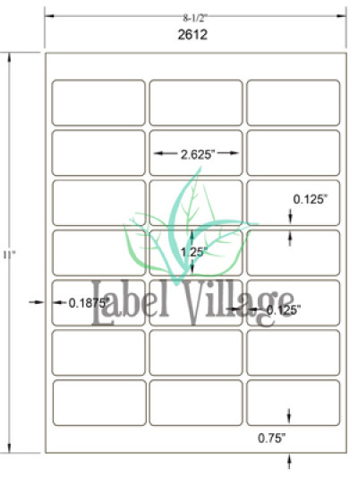 2.625" x 1.125" Rectangle Gloss White Sheet Labels