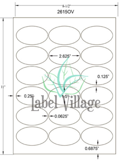 2.625" x 1.5" Oval Fluorescent Green Sheet Labels