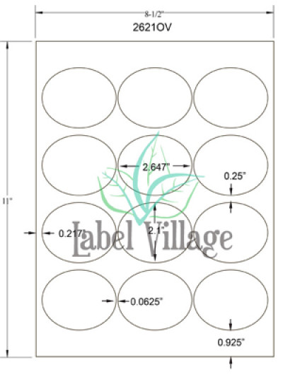 2.647" x 2.1" Oval Emerald Sand Sheet Labels