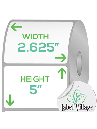 2.625" x 5.00" Rectangle Gloss White Roll Labels on a 3" Core With Double Capacity
