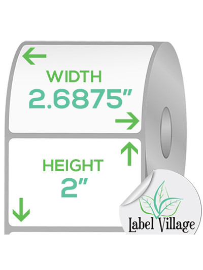 2.6875" x 2.00" Rectangle Gloss White Roll Labels on a 2" Core