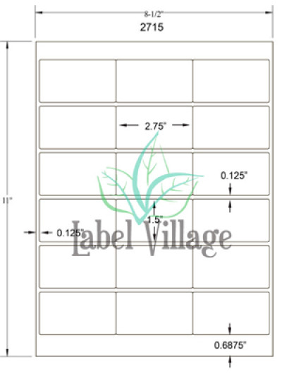 2.75" x 1.5" Rectangle White Sheet Labels