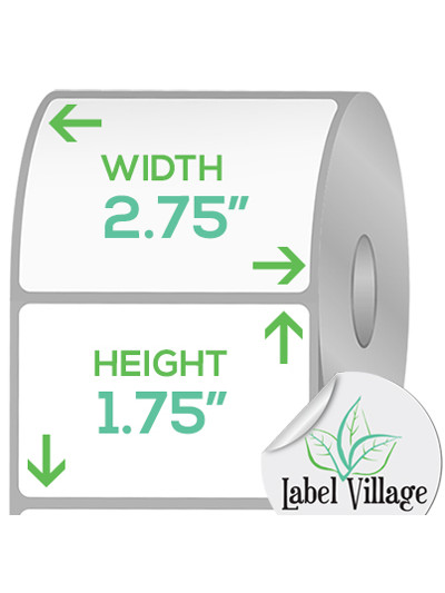 2.75" x 1.75" Rectangle Gloss White Roll Labels on a 2" Core