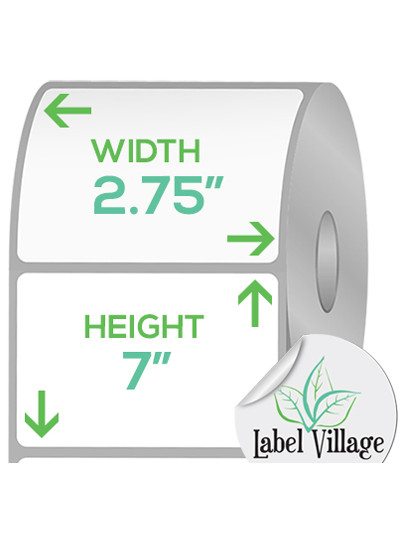 2.75" x 7.00" Rectangle Gloss White Roll Labels on a 2" Core