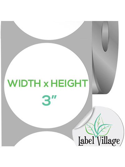 3.00" Circle Premium Matte White Roll Labels on a 3" Core With Double Capacity
