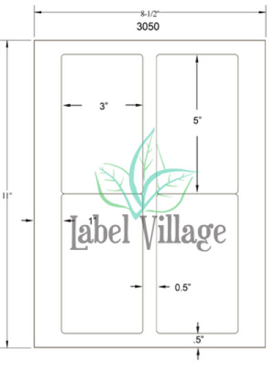 3.0" x 5.0" Rectangle Emerald Sand Sheet Labels