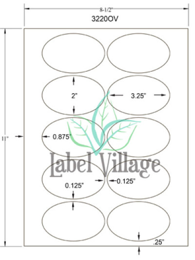 3.25" x 2.0" Oval Gloss White Sheet Labels