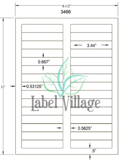 3.44" x 0.66" Rectangle Emerald Sand Sheet Labels