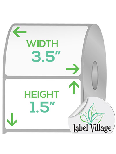 3.50" x 1.50" Rectangle White Roll Labels on a 2" Core