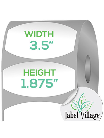 3.50" x 1.875" Squared Oval Gloss White Roll Labels on a 3" Core With Double Capacity
