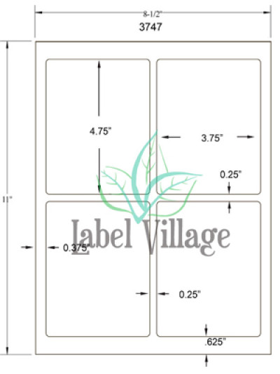 3.75" x 4.75" Rectangle Emerald Sand Sheet Labels