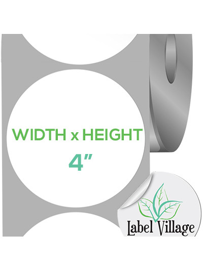 4.00" Circle Gloss White Roll Labels on a 3" Core With Double Capacity