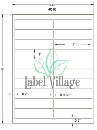 4.0" x 1.0" Rectangle White Sheet Labels