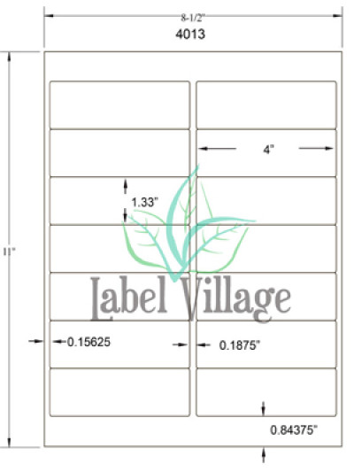 4.0" x 1.33" Rectangle White Sheet Labels